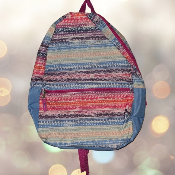 Colorful Striped Backpack – NWOT, Casual Travel/School Bag - Picture 1 of 3